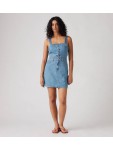 001WE-0001 ICONIC BUTTON THRU DRESS MED INDIGO