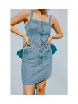 001WE-0001 ICONIC BUTTON THRU DRESS MED INDIGO
