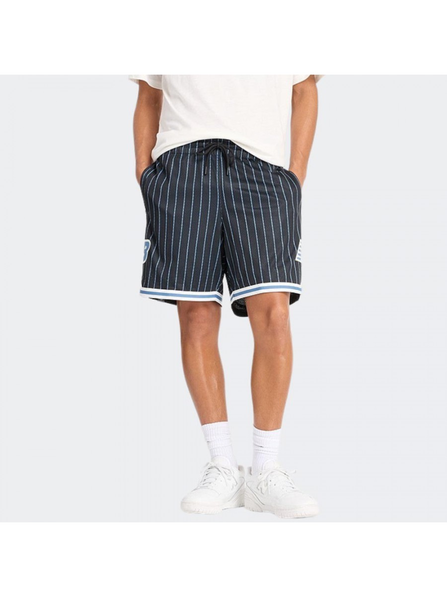 MS44588 BK HOOPS PRINTED MESH SHORT
