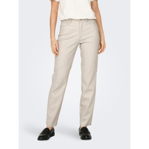 15209293 ONLEMILY HW ST ANK FAUX LEATHER PANTS BEIGE