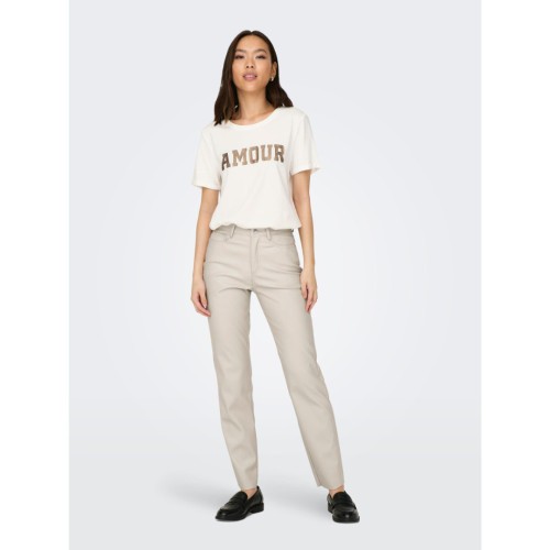 15209293 ONLEMILY HW ST ANK FAUX LEATHER PANTS BEIGE