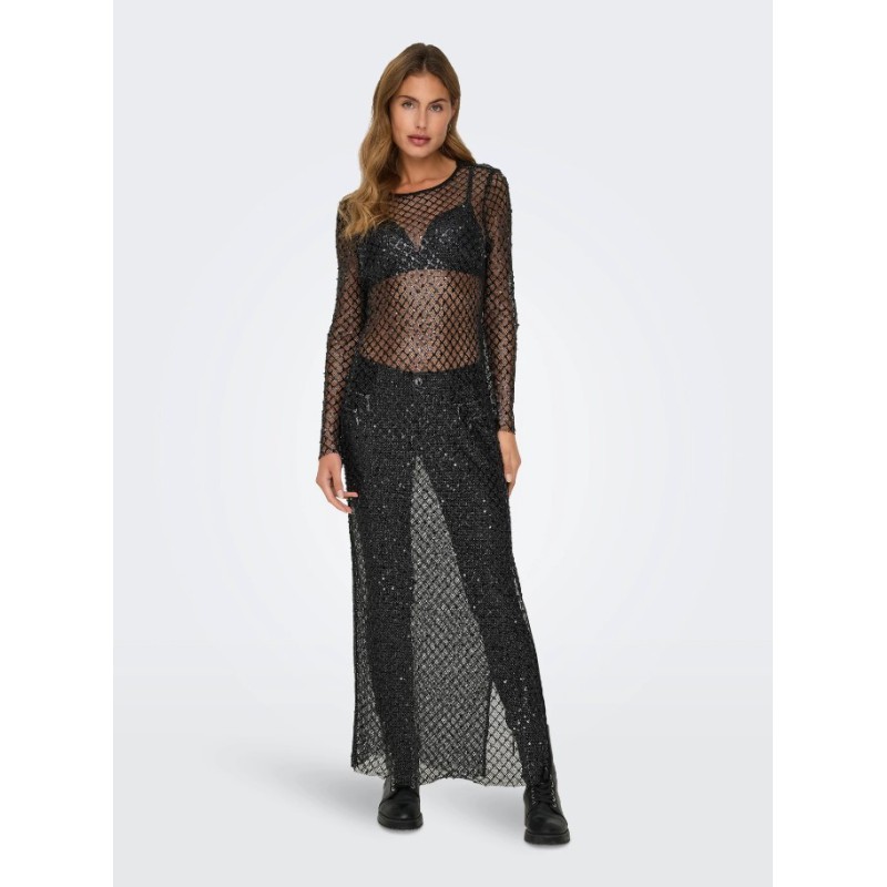 15332684 ONLDONNA LS ANKLE SEQUINS DRESS WVN
