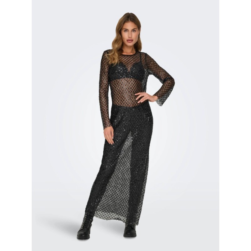15332684 ONLDONNA LS ANKLE SEQUINS DRESS WVN