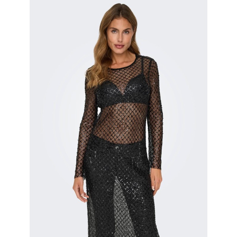 15332684 ONLDONNA LS ANKLE SEQUINS DRESS WVN