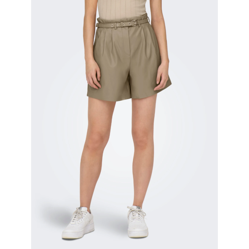 15275421 ONLHEIDI FUAX LEATHER SHORTS NOOS OTW BEIGE