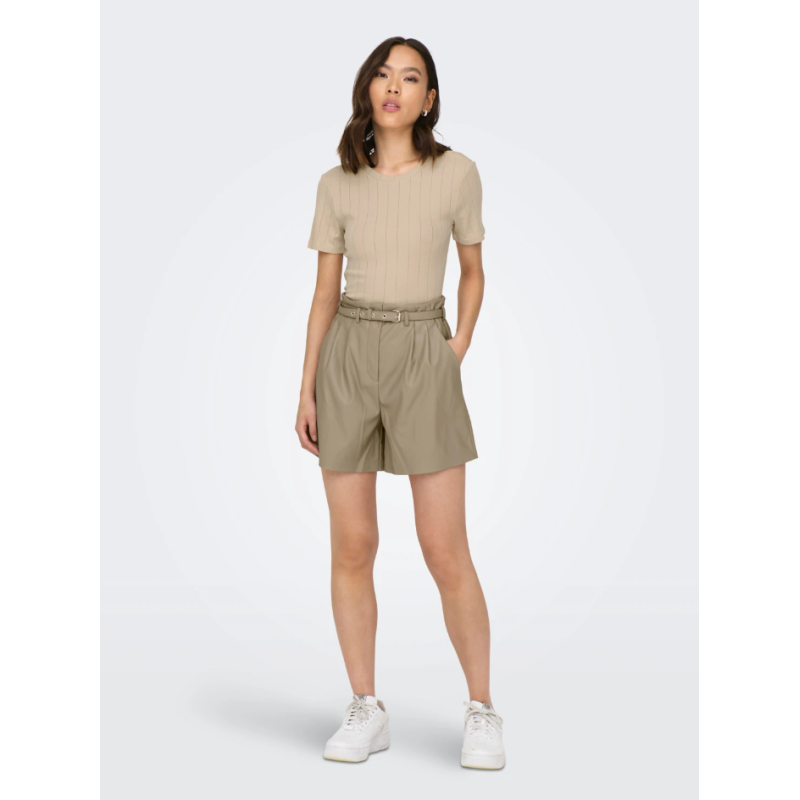 15275421 ONLHEIDI FUAX LEATHER SHORTS NOOS OTW BEIGE