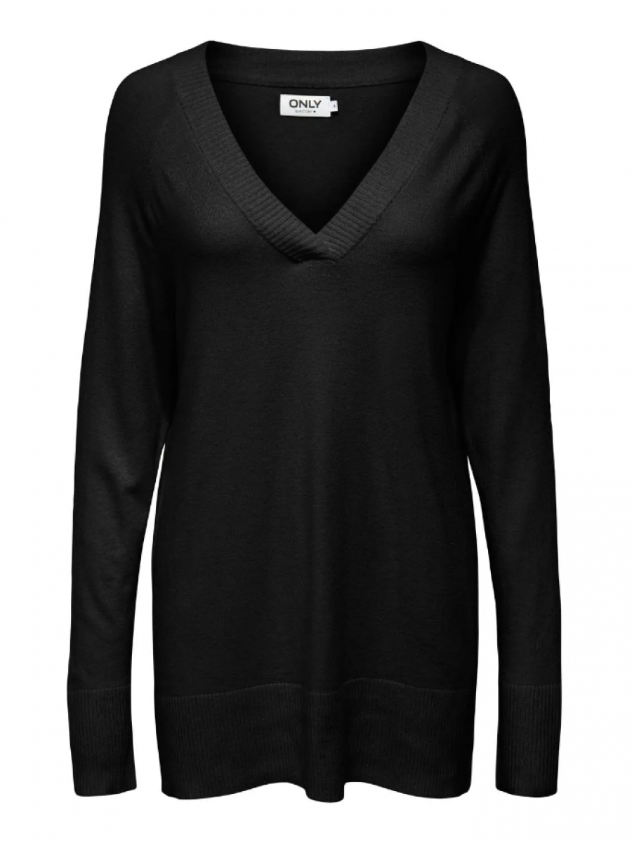 15324715 ONLIBI LS LOOSE V-NECK CC KNT BLACK