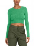 15306048 ONLKAROL LS CROP O-NECK KNT NOOS GREEN