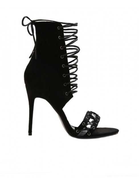 ΠΕΔΙΛΟ ΜΑΥΡΟ athena strappy women's black heeled sandals - public desire