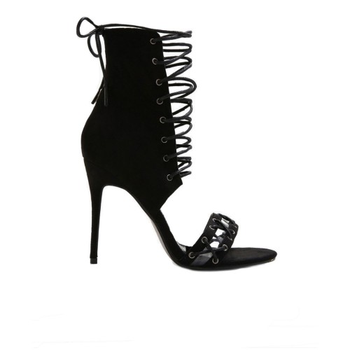 ΠΕΔΙΛΟ ΜΑΥΡΟ athena strappy women's black heeled sandals - public desire