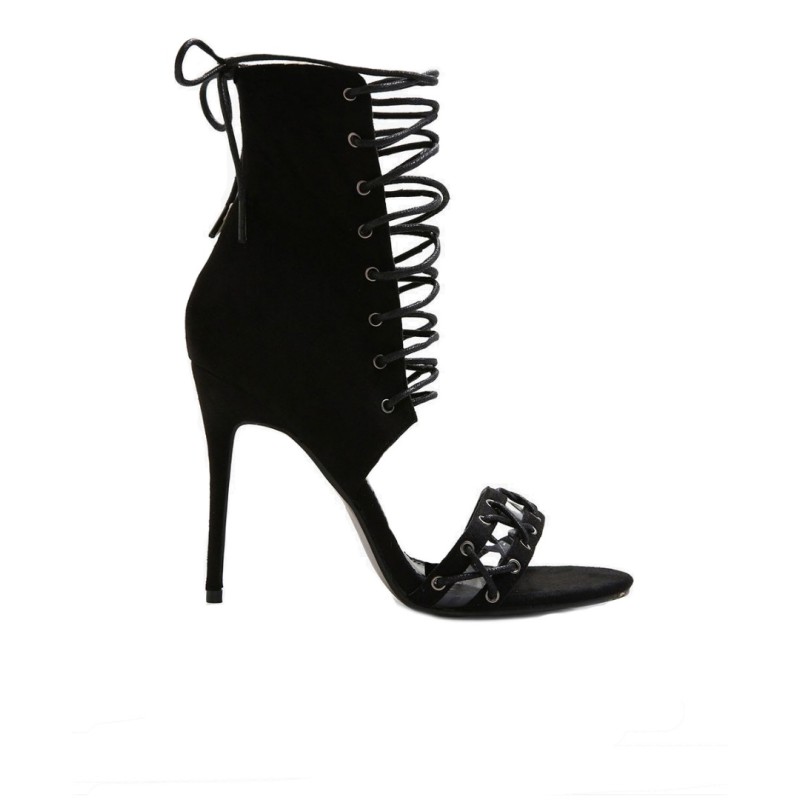 ΠΕΔΙΛΟ ΜΑΥΡΟ athena strappy women's black heeled sandals - public desire