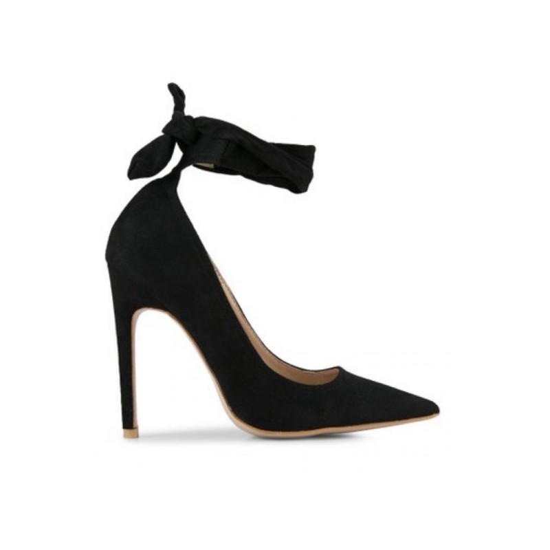 ΓΟΒΑ ΜΑΥΡΟ PUBLIC DESIRE MUSE LACE UP STILETTO COURT HEEL