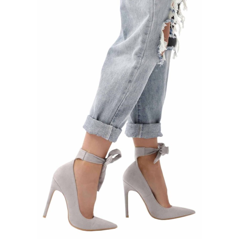 ΓΟΒΑ ΓΚΡΙ PUBLIC DESIRE MUSE LACE UP STILETTO COURT HEEL