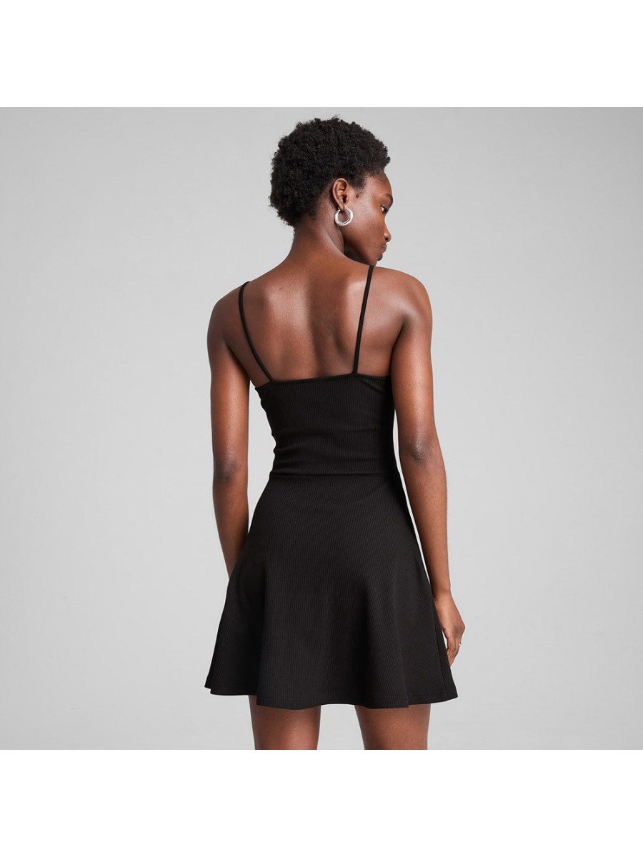 630743 01 WARDROBE ESS RIBBED FLARED SHORT DRESS