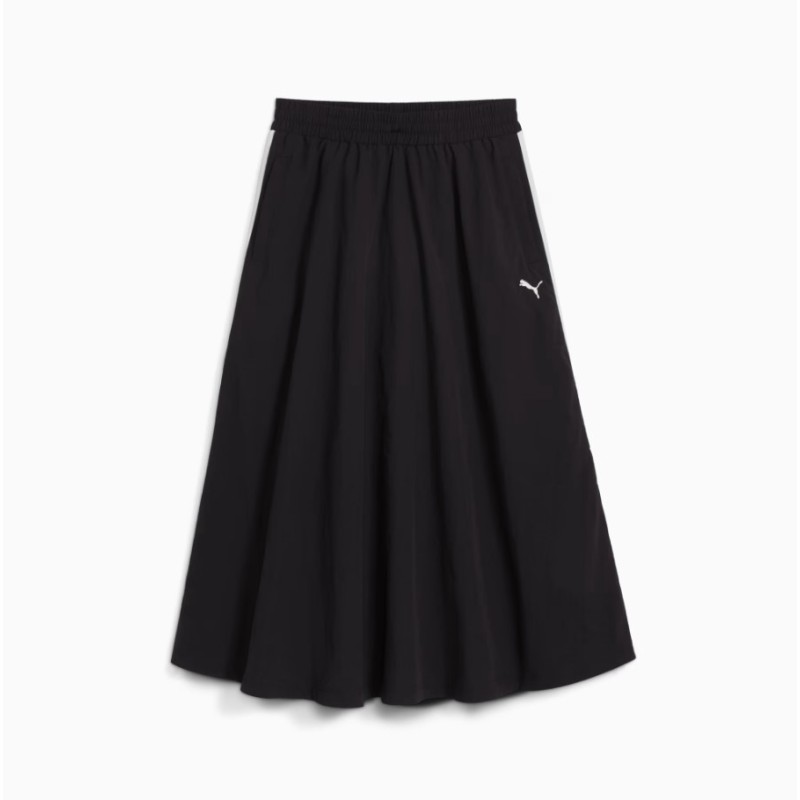 633438 01 T7 WOVEN MIDI SKIRT