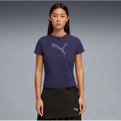 634600 64 DARE TO SLIM HALF ZIP KNIT GRAPHIC TEE