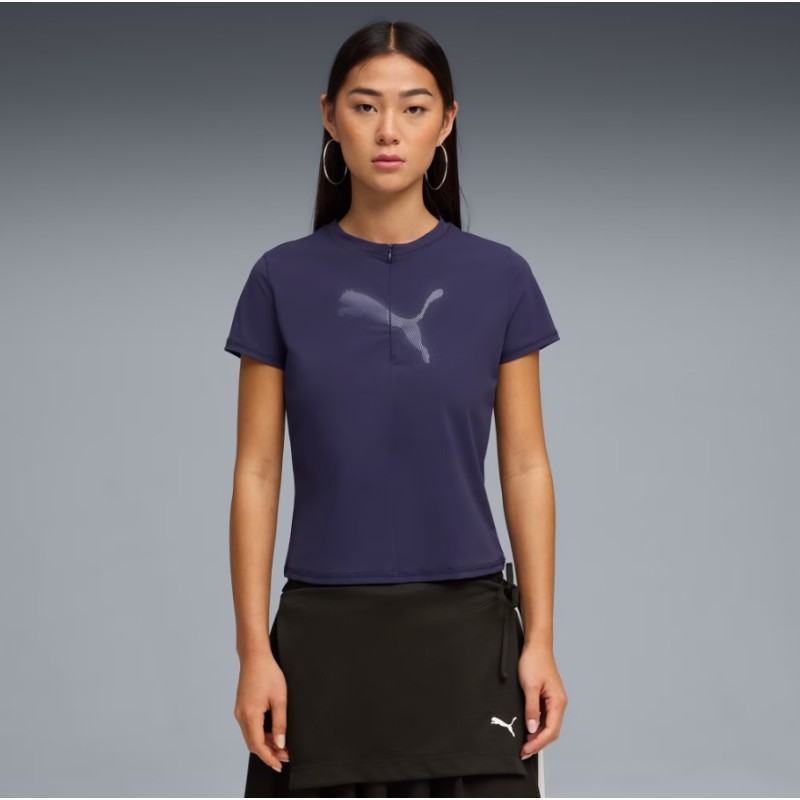 634600 64 DARE TO SLIM HALF ZIP KNIT GRAPHIC TEE