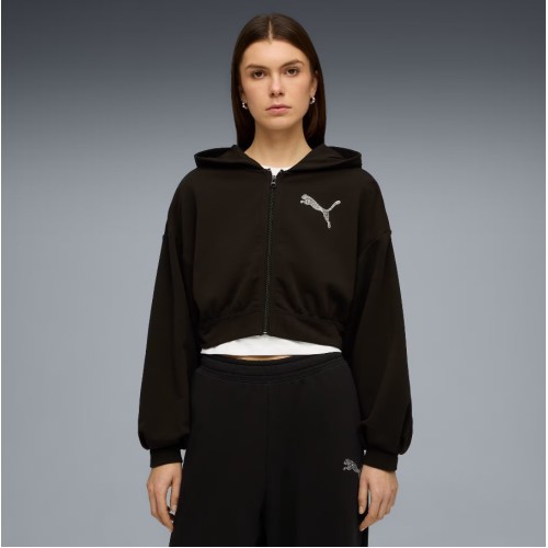635394 01 ESSENTIALS GRAPHIC BEDAZZLED FZ HOODIE TR
