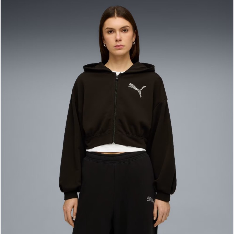 635394 01 ESSENTIALS GRAPHIC BEDAZZLED FZ HOODIE TR