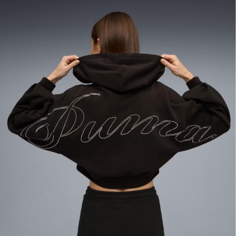 635394 01 ESSENTIALS GRAPHIC BEDAZZLED FZ HOODIE TR