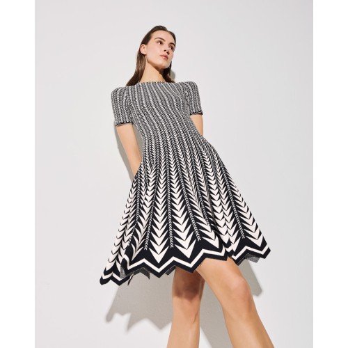 TM0737 ALAIA KNIT DRESS BLACK/OFF WHITE