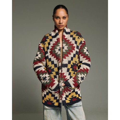 TM0815 JACQUARD INKAS KNIT CARDIGAN