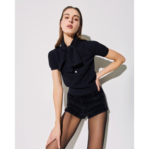 TM0713 SHORT SLEEVE KNIT SWEATER WITH BUTTONS