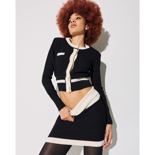 TM0728 KNIT SET SKIRT/JACKET WITH PEARLS