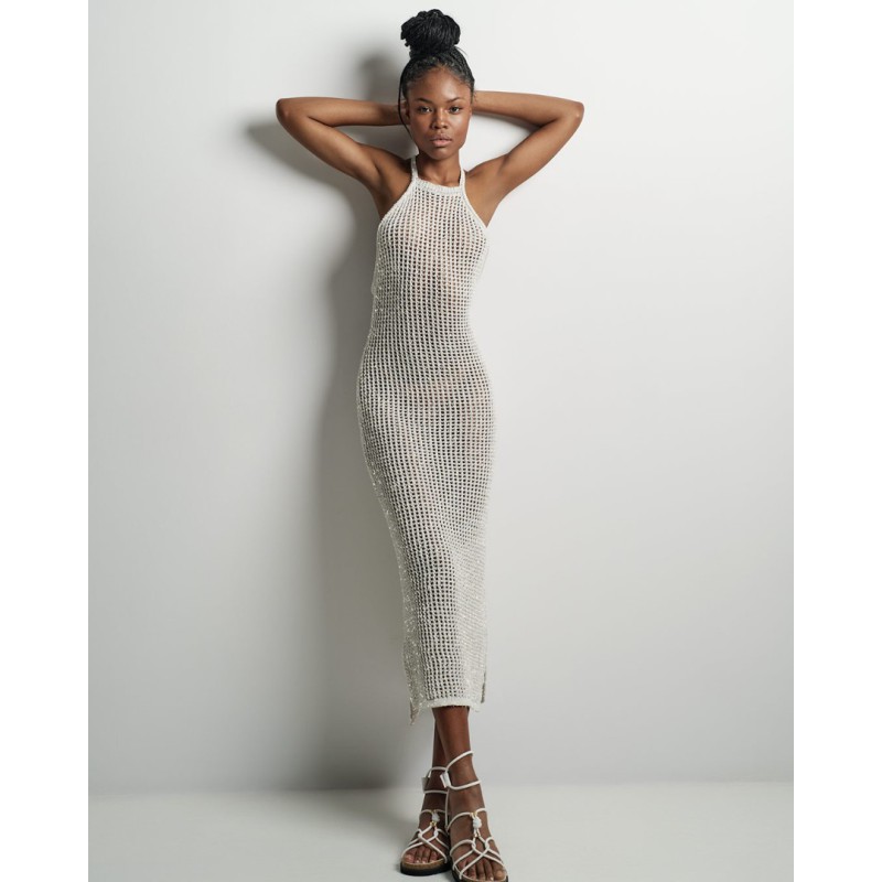 TM8009 LUREX RESORT OPEN SIDES LONG DRESS