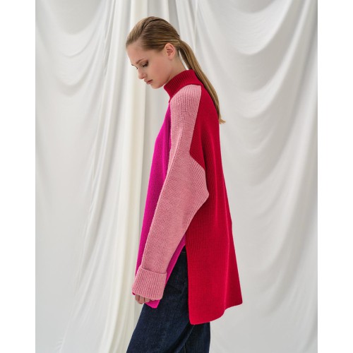 TM7412 THREE COLORS OVERSIZED TURTLENECK SWEATER