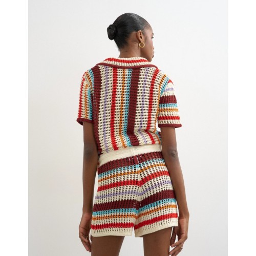 31001103 TSKAIA HR CROCHET STRIPPED KNIT SHORTS