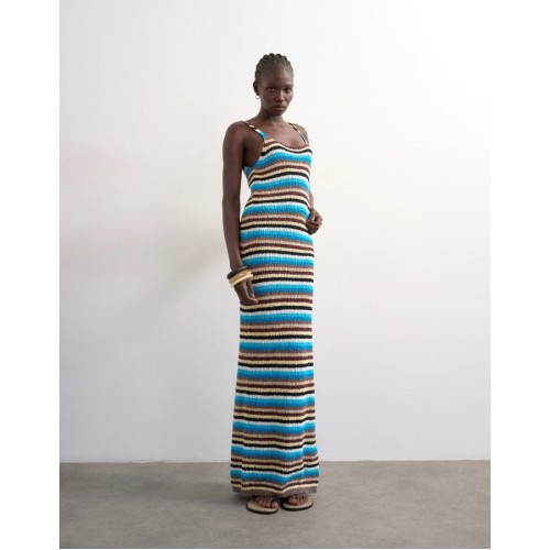 31001105 TSCAJSA SL MULTI STRIPPED MIDI KNIT DRESS