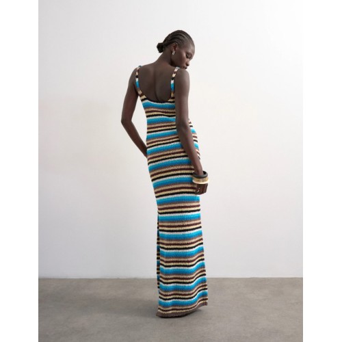 31001105 TSCAJSA SL MULTI STRIPPED MIDI KNIT DRESS
