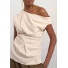 31001156 TSARISA ASYMMETRIC TWIST SHOULDER TOP