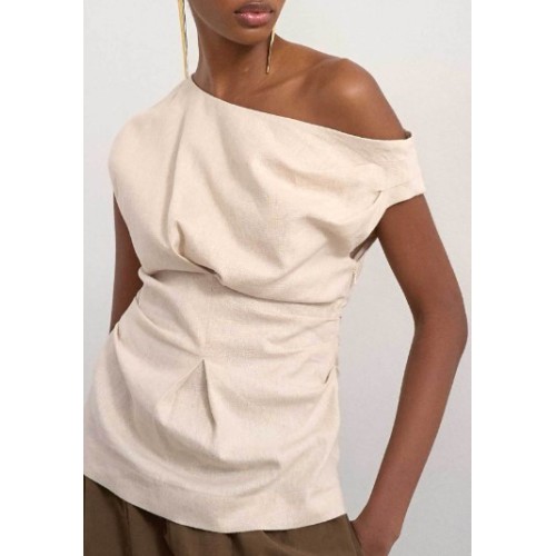 31001156 TSARISA ASYMMETRIC TWIST SHOULDER TOP
