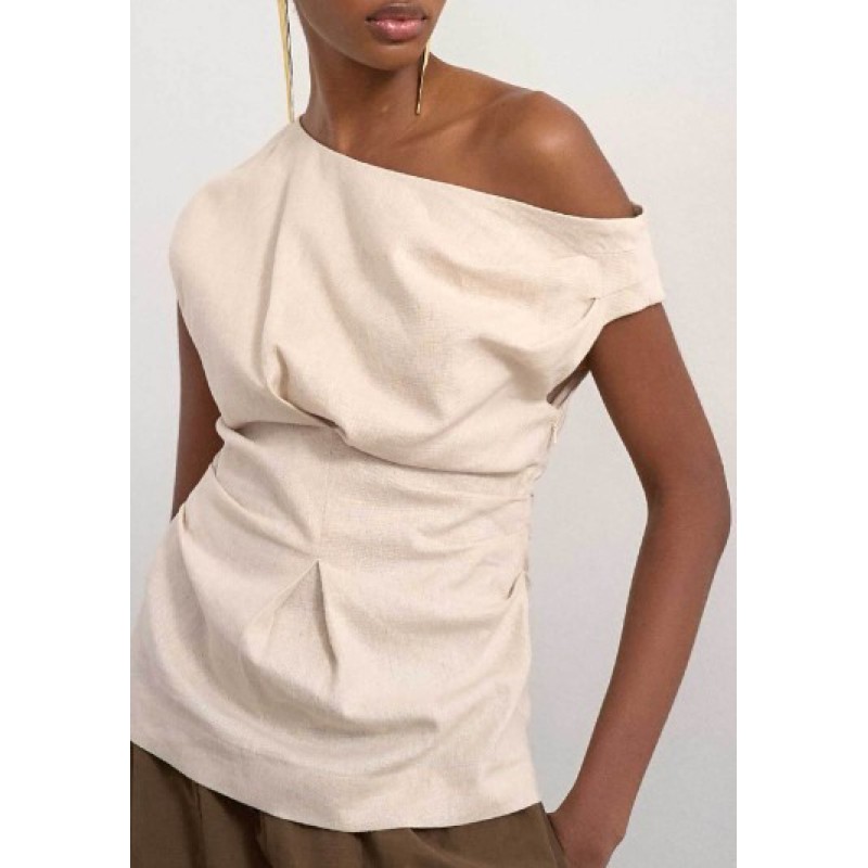 31001156 TSARISA ASYMMETRIC TWIST SHOULDER TOP