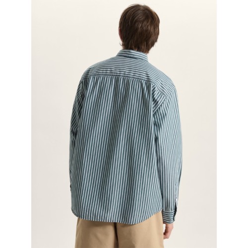 VN000T76FRJ1 DOBBY STRIPE LS SHIRT MYSTIC MOSS