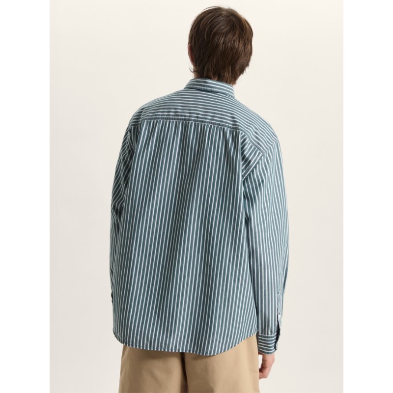 VN000T76FRJ1 DOBBY STRIPE LS SHIRT MYSTIC MOSS