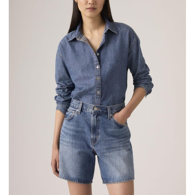 A9311-0005 HIGH BAGGY SHORT MED INDIGO-FLAT FINISH