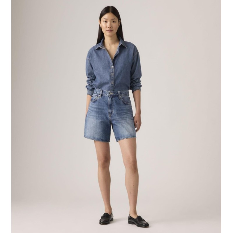 A9311-0005 HIGH BAGGY SHORT MED INDIGO-FLAT FINISH