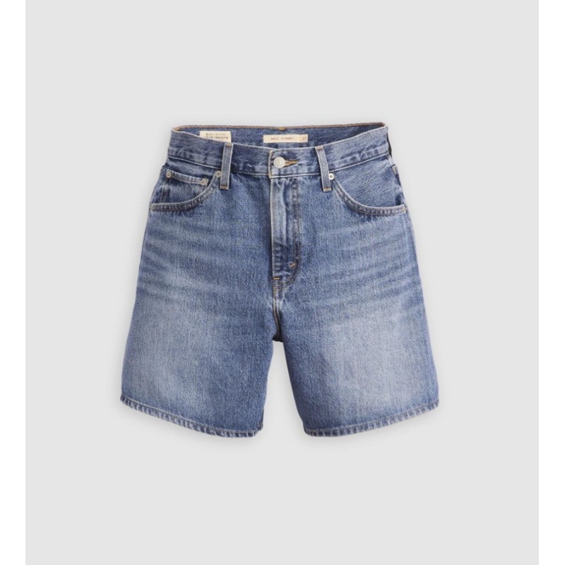 A9311-0005 HIGH BAGGY SHORT MED INDIGO-FLAT FINISH