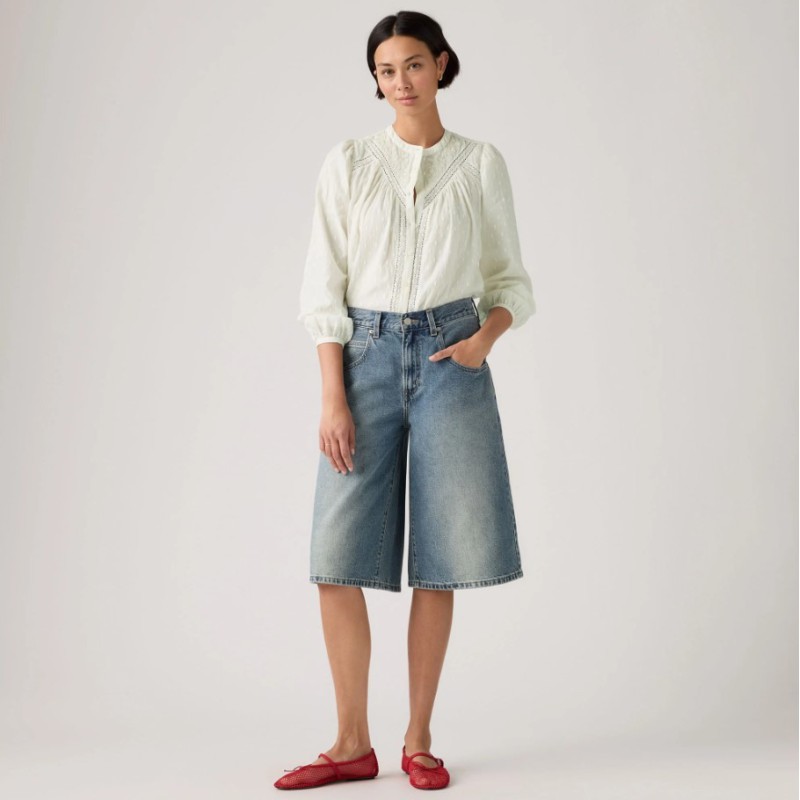 005DT-0002 SUPER BAGGY JORT MED INDIGO