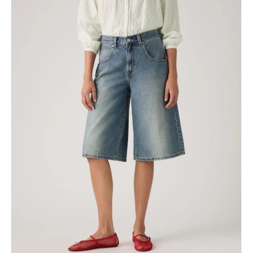 005DT-0002 SUPER BAGGY JORT MED INDIGO