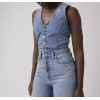 0002R-0001 DNM VEST WIDELG JUMPSUIT MED INDIGO