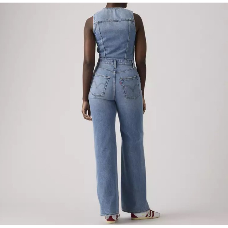 0002R-0001 DNM VEST WIDELG JUMPSUIT MED INDIGO